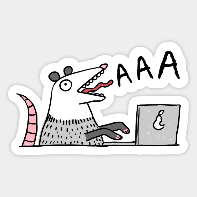 Opossum working Sticker by coffeeman